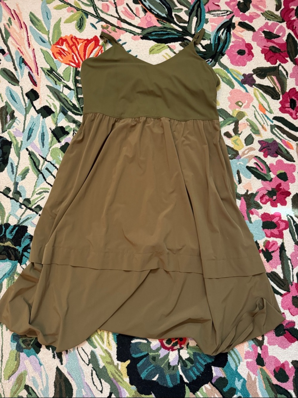 Athleta Olive Green Layered Slip Dress